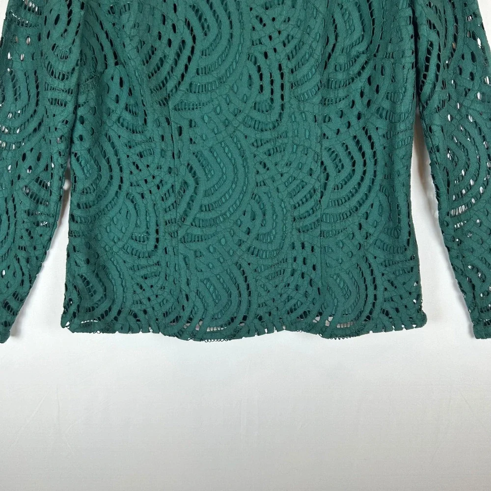 Boden Lace Overlay Long Sleeve‎ Top Green US 10 UK 14 Sheath Back Zip